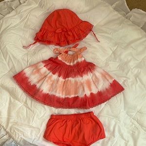 Orange pinkish 3 piece baby girl outfit